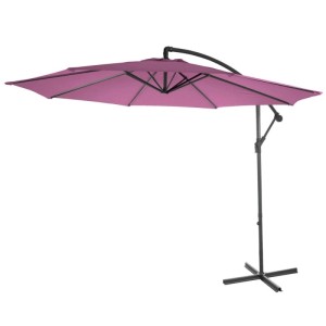 MCW Ampelschirm Terni Ø 3m in Lavendel-Rot, neigbar, mit Kurbel und Bodenkreuz für Garten & Terrasse.