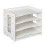Weiße Relaxdays Briefablage aus MDF mit 3 Fächern und oberer Ablage. Ideal für Dokumente, Zettel und A4-Formate im Büro oder Home Office.