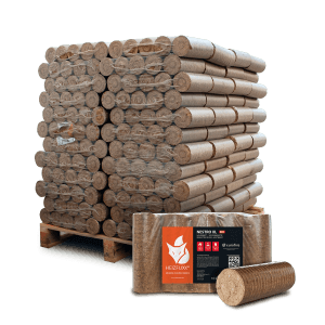 Palette Heizfuxx Holzbriketts Nestro XL Red, 96 Gebinde à 10kg, gepresste Hartholzspäne.