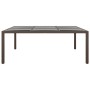 Brauner vidaXL Gartentisch aus Poly Rattan mit Glasplatte, Teil der 11-tlg. Essgruppe.