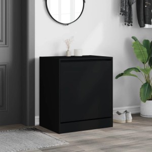 Schwarzer vidaXL Schuhschrank (60x69cm) aus Holzwerkstoff im Flur.