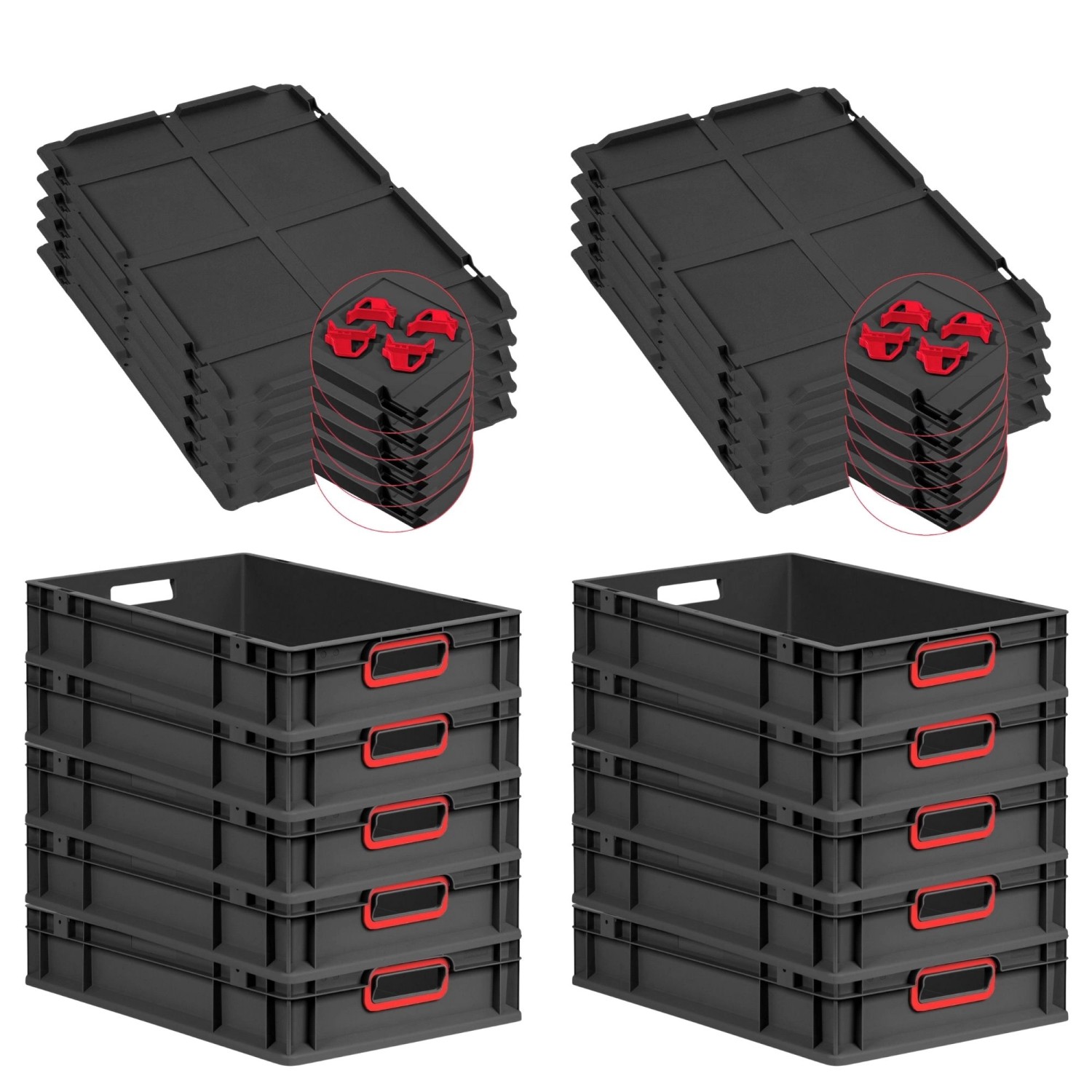 PROREGAL SparSet 10x Eurobox Nextgen Color Mit Auflagedeckel HxBxT 12x40x60 günstig online kaufen