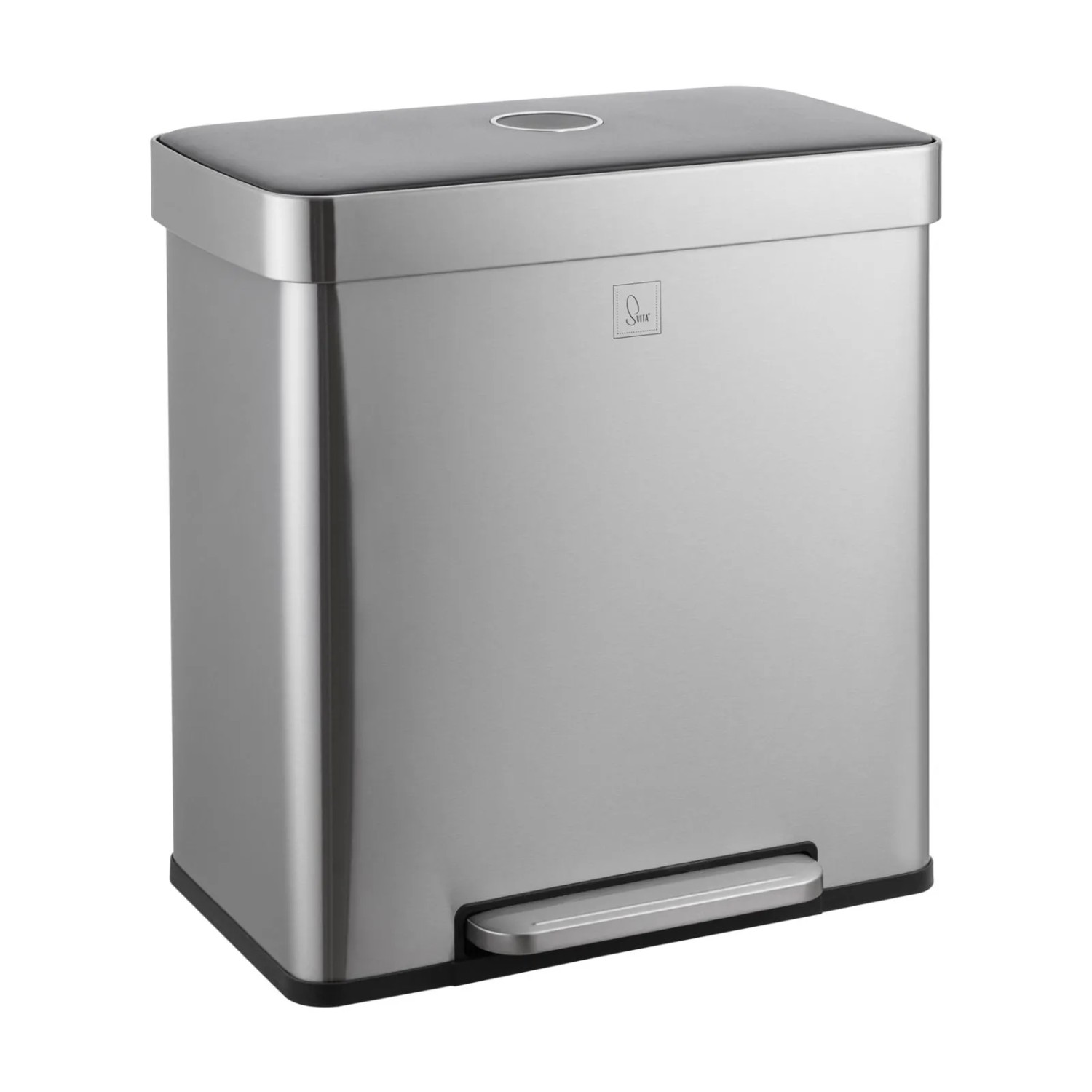 Svita LT2X30 Mülleimer 60l Treteimer 2 Fächer Mit Deckel Silber