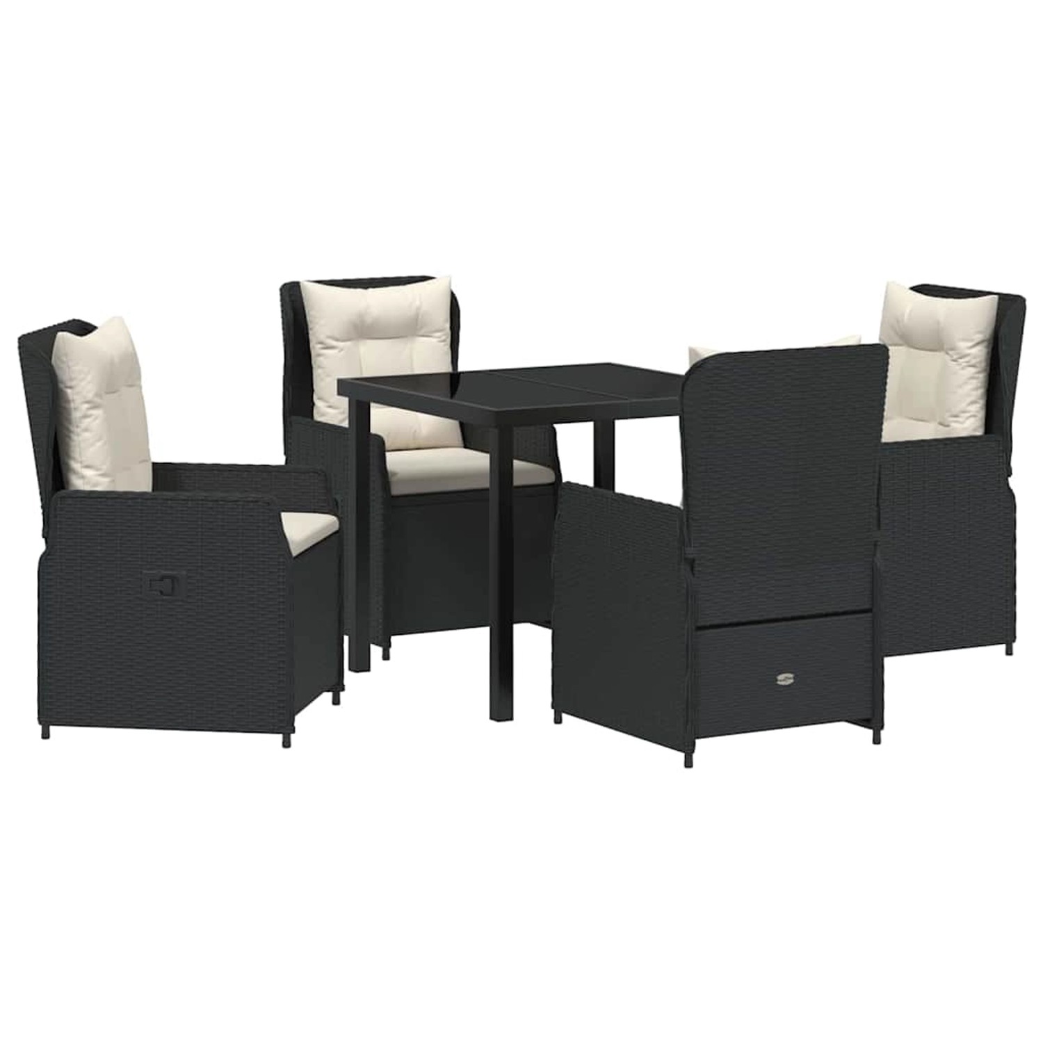 vidaXL Garten Essgruppe 5-Tlg Schwarz Poly Rattan 3380940 günstig online kaufen