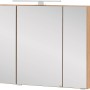 Held Möbel Spiegelschrank Salerno 80 cm in Wotaneiche mit drei Spiegeltüren und Aufsatzleuchte.