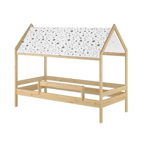Erst-Holz Kinderbett Hausbett 90 x 200 cm mit Himmel und Rausfallschutz Kiefer Modell 58 ohne Zubehör