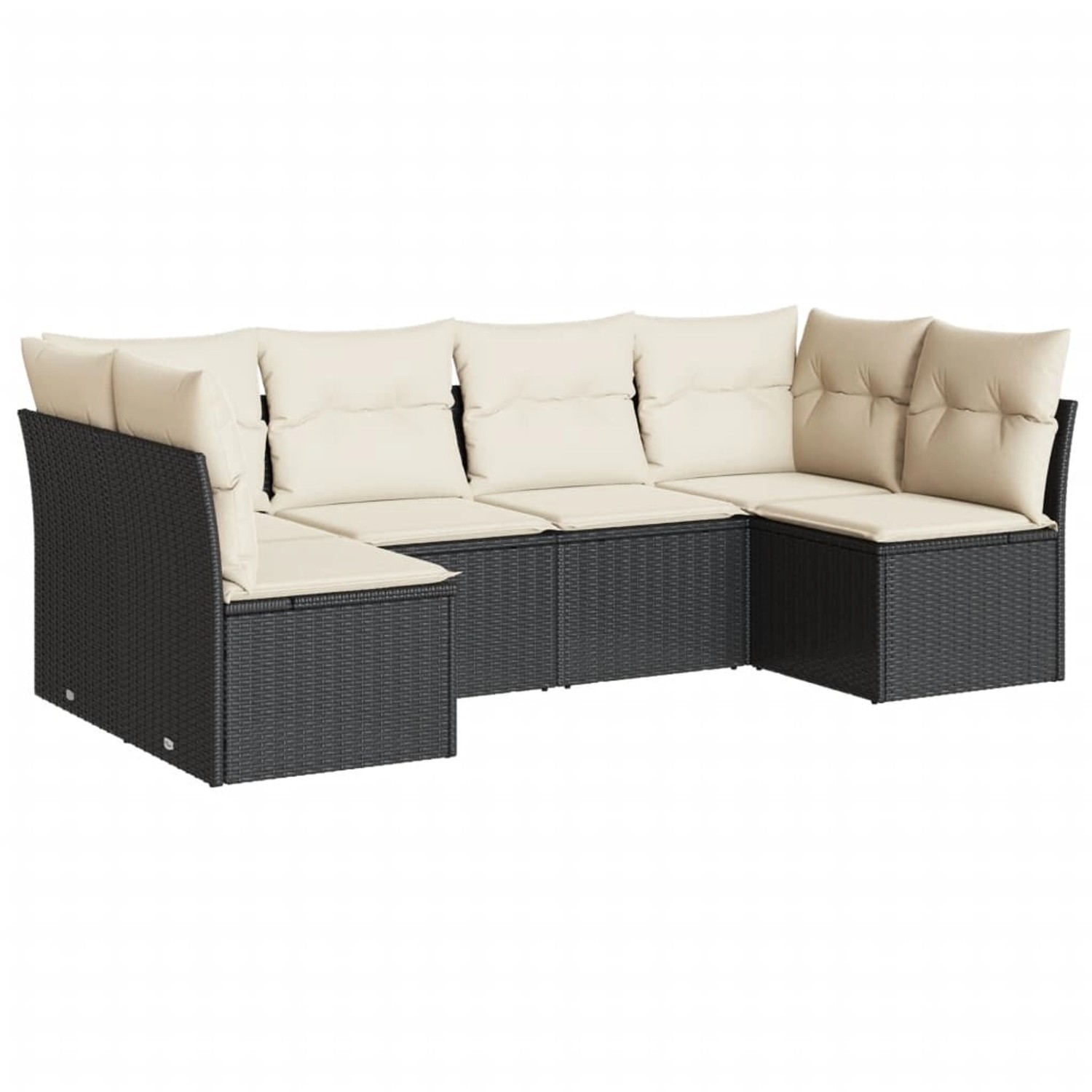 vidaXL 6-tlg Garten-Sofagarnitur mit Kissen Schwarz Poly Rattan Modell 52 günstig online kaufen