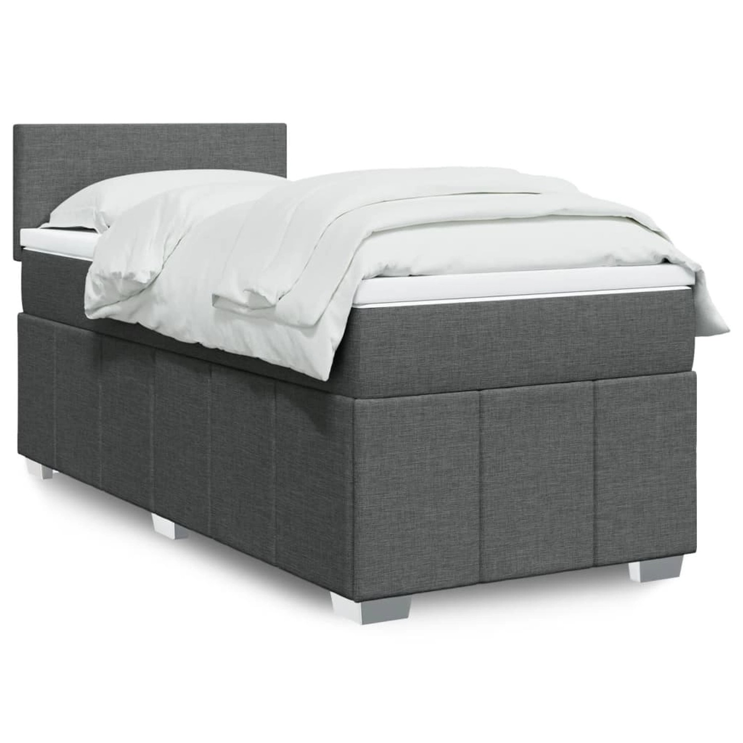 vidaXL Boxspringbett mit Matratze Dunkelgrau 90x200 cm Stoff 3289245 günstig online kaufen