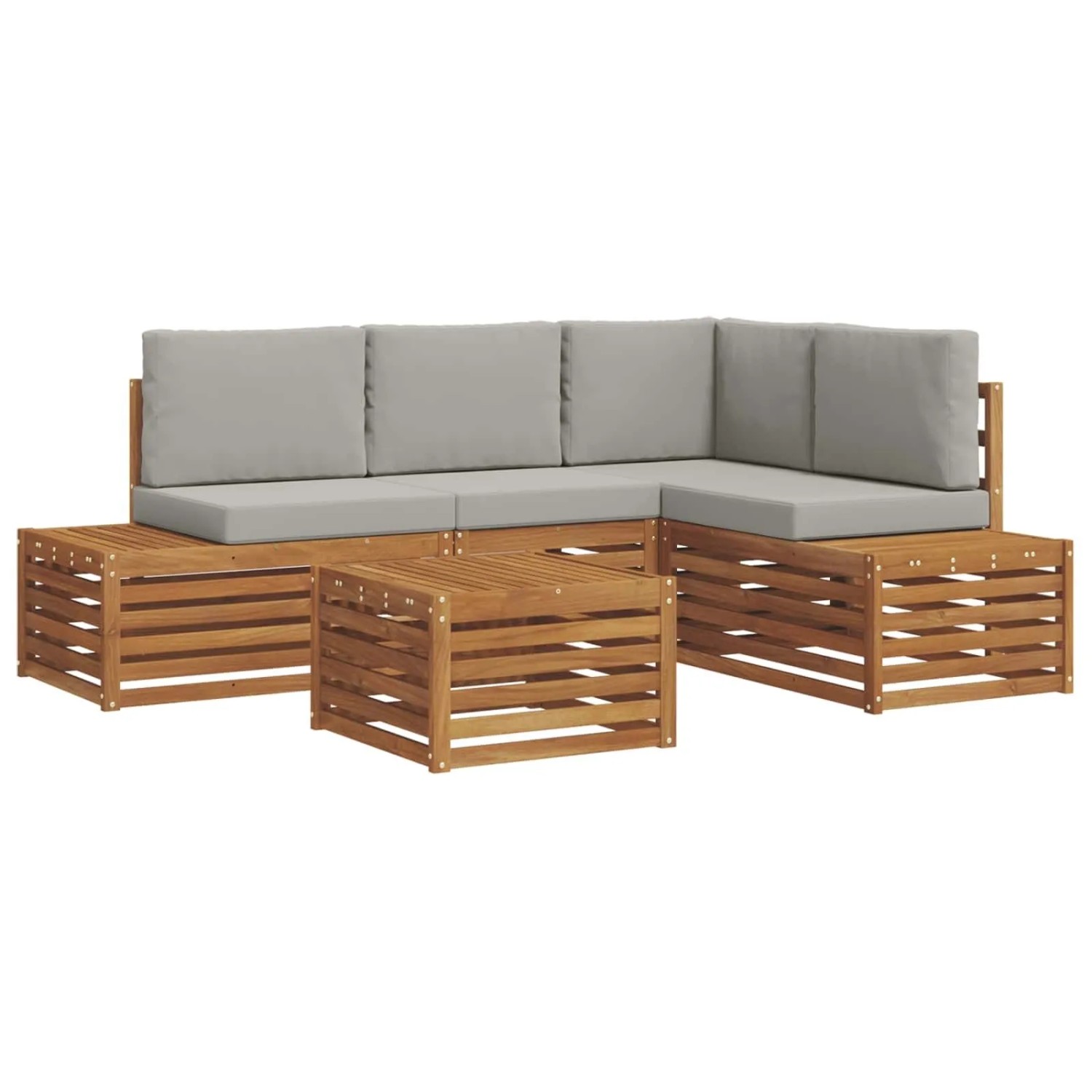 vidaXL Sofagarnituren mit Kissen 5-Tlg Natur und Hellgrau 3375446