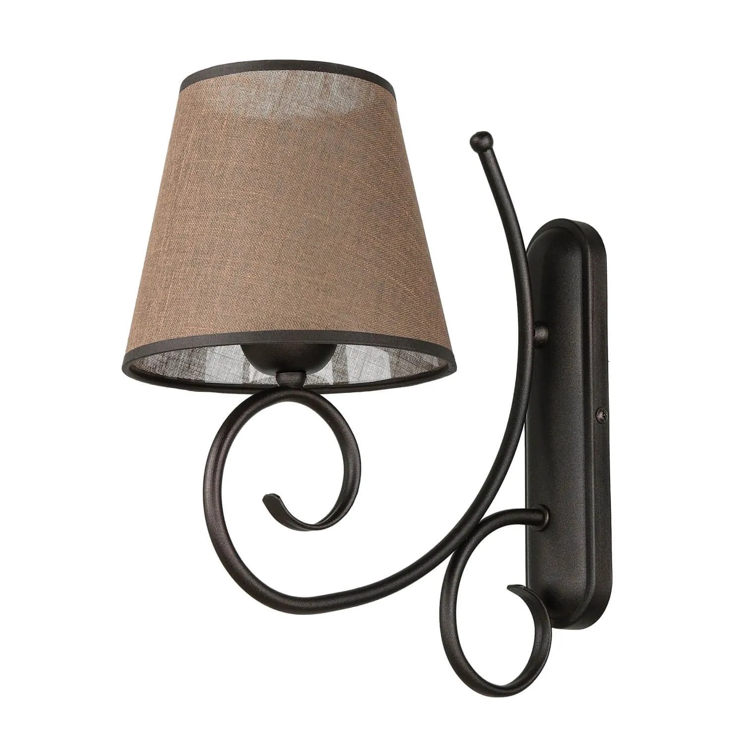 Licht-Erlebnisse Wandleuchte Metall Stoff E27 35 cm Hoch Braun Landhausstil