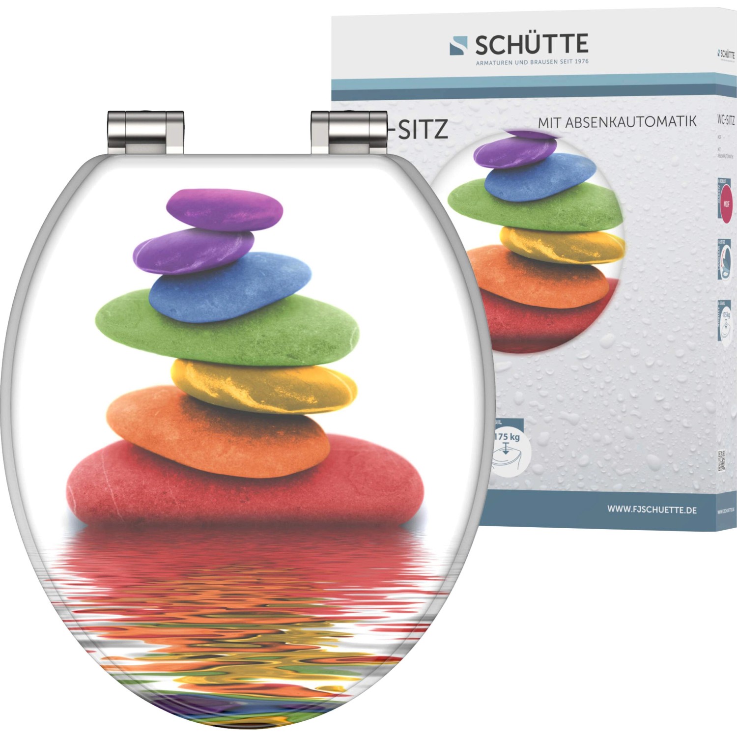 Schütte WC-Sitz Colorful Stones Holzkern mit Absenkautomatik