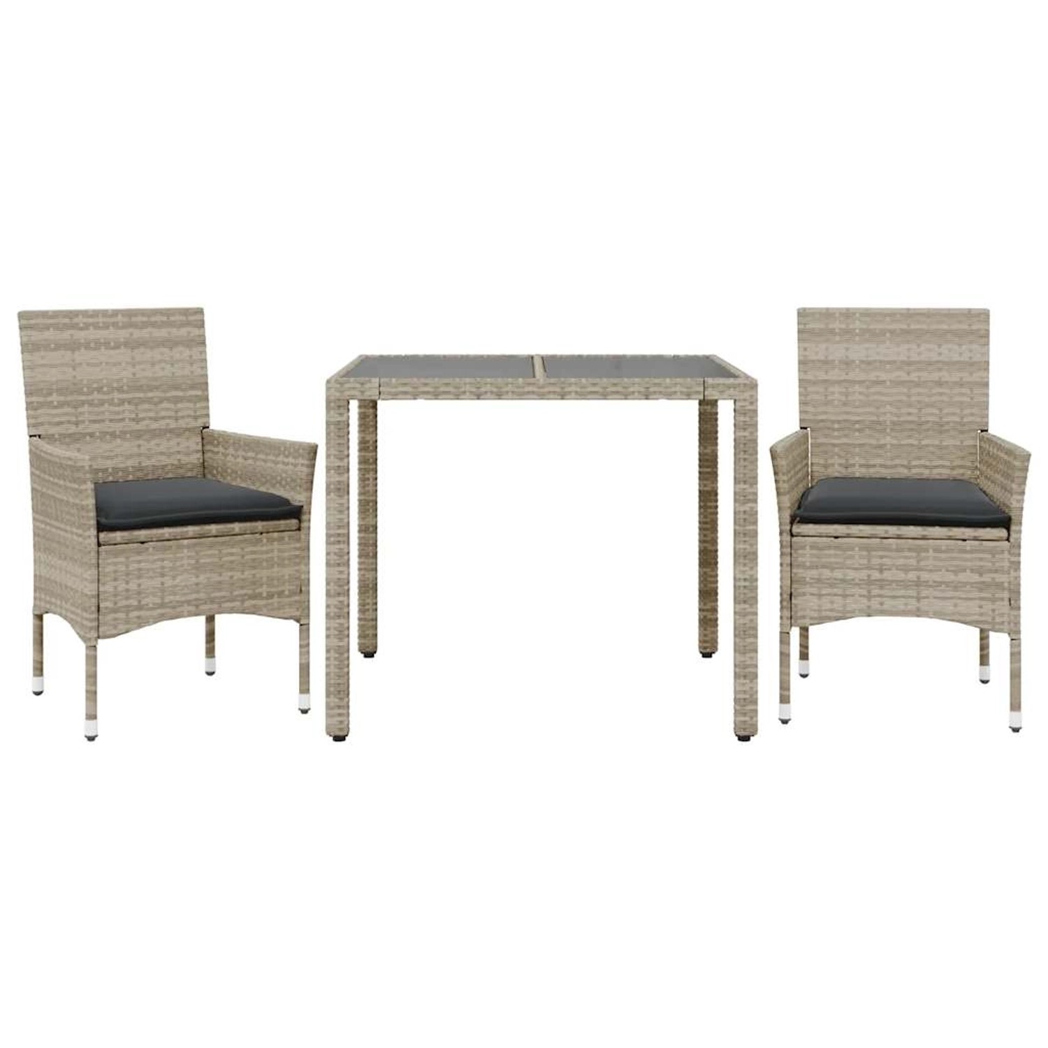 vidaXL 3-Tlg Garten-Essgruppe mit Kissen Hellgrau Poly Rattan Glas 3278573 günstig online kaufen