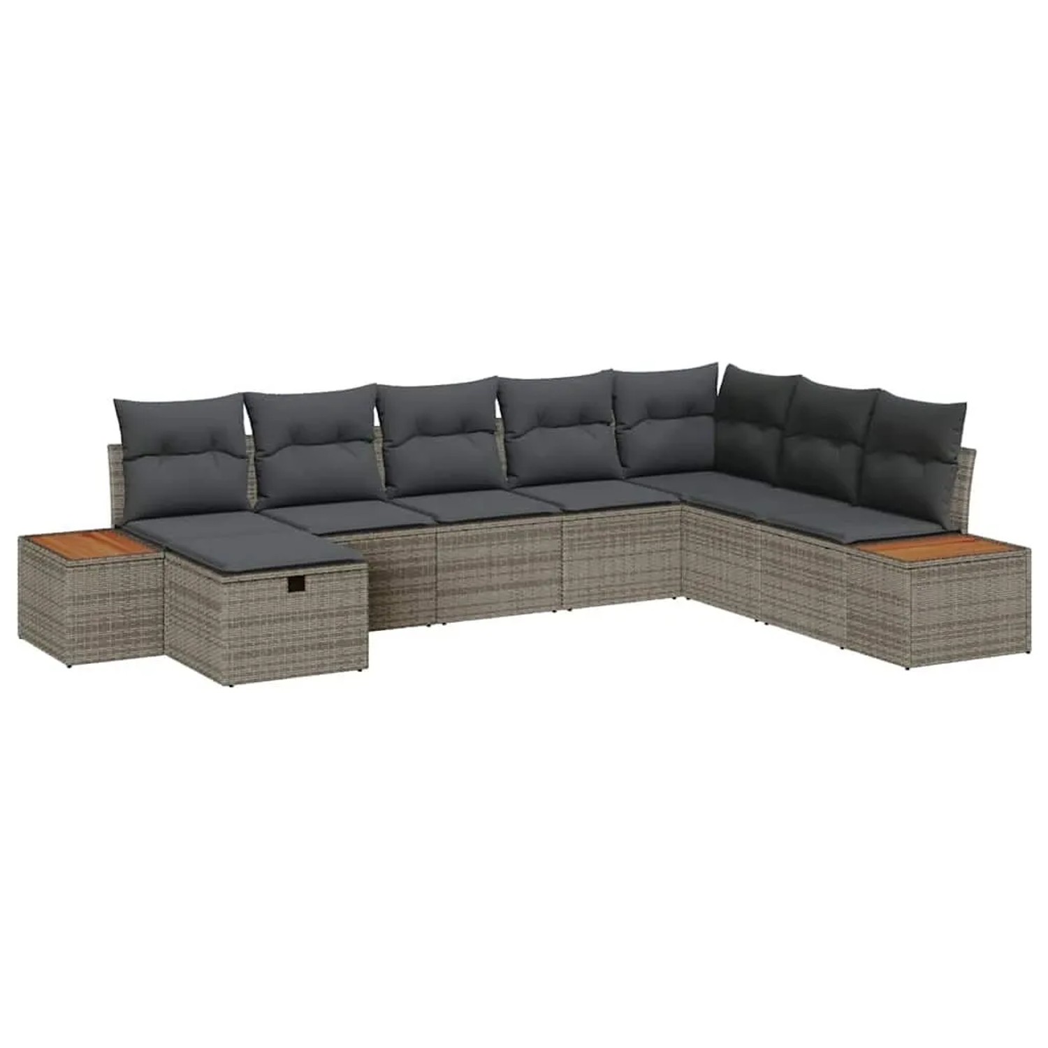 vidaXL Gartensofa-Set mit Kissen mit Speicher Grau Poly-Rattan 3360988 günstig online kaufen