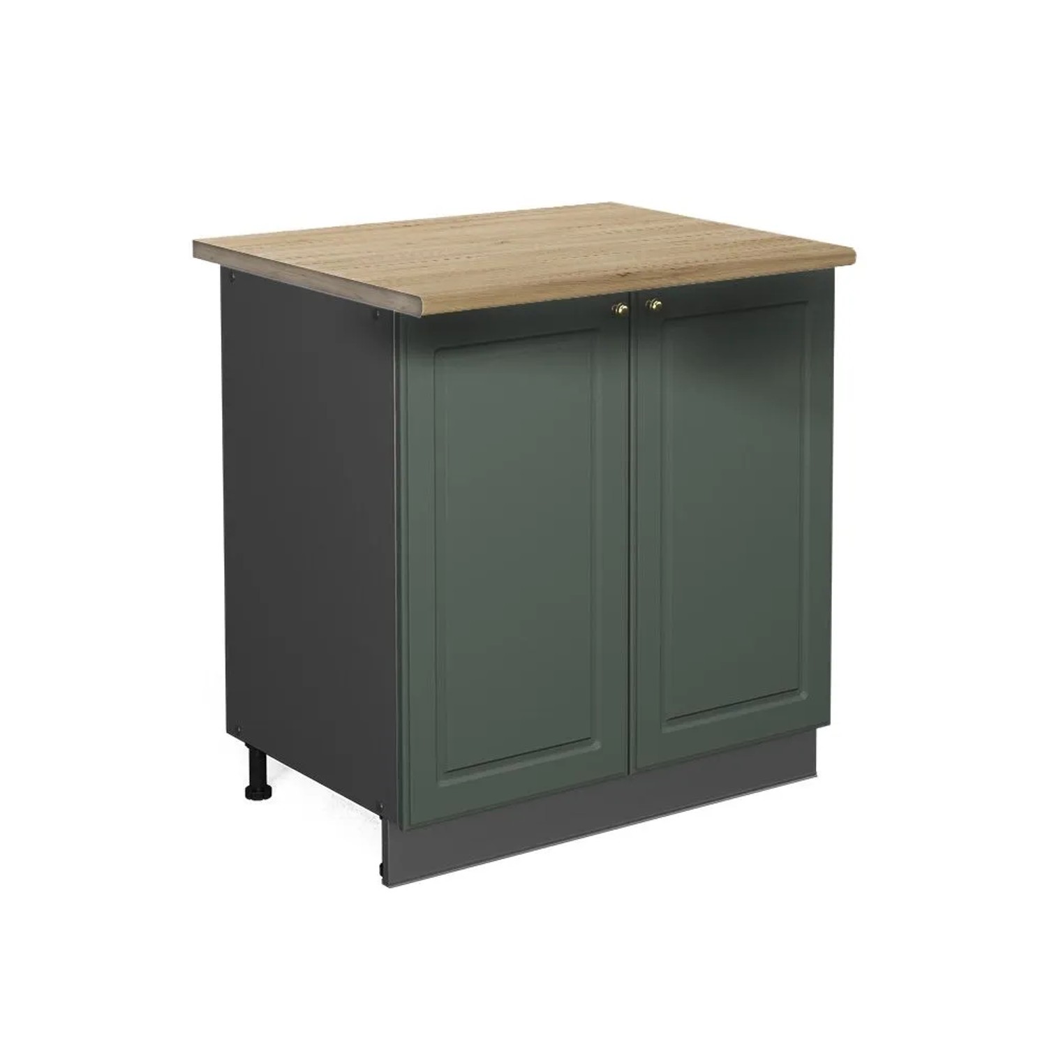 Vicco Küchenunterschrank Fame-Line Grün-Gold Landhaus/Anthrazit 80 x 82 Arbeitsplatte Goldkraft Eiche