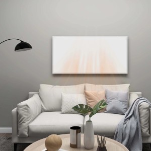 Wiltec Infrarotheizung 700W als Heizpaneel an Wand über Sofa im Wohnzimmer.
