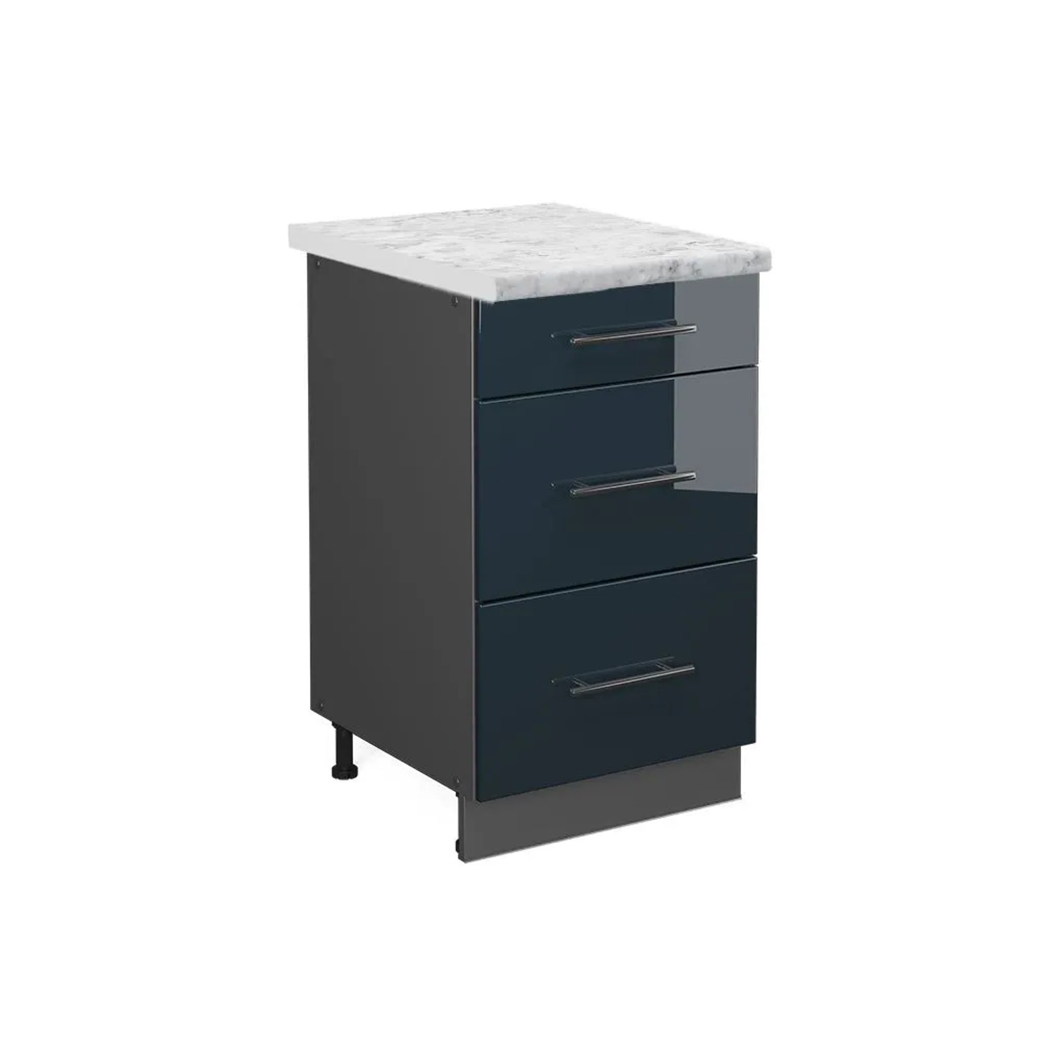 Vicco Schubladenschrank Fame-Line DunkelBlau Hochglanz 50 cm AP Marmor