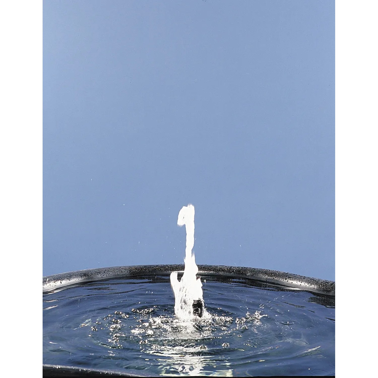 Ubbink Elimax 2500 Springbrunnenpumpe im Betrieb mit Fontäne im Gartenteich.