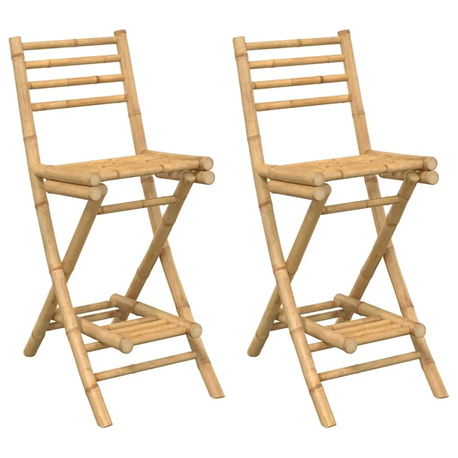 vidaXL Outdoor-Barhocker mit Fußstützen 2 Stk Klappbar Bambus 4108228