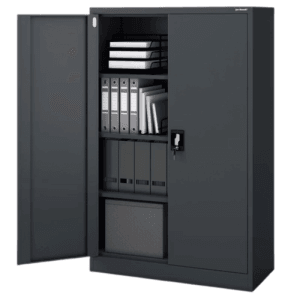 DELUKE Aktenschrank KADO, abschließbarer Büroschrank mit Flügeltüren, 140x90x40 cm, Anthrazit.