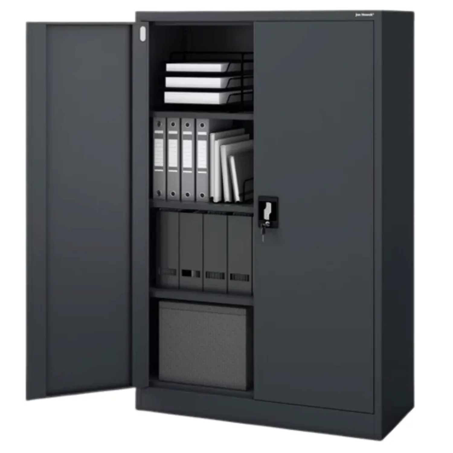 JAN NOWAK Aktenschrank Abschließbar KEVIN mit Flügeltüren 140 x 90 x 40 cm Anthrazit