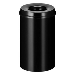 Schwarzer, selbstlöschender PROREGAL Papierkorb aus Metall, 20 Liter.
