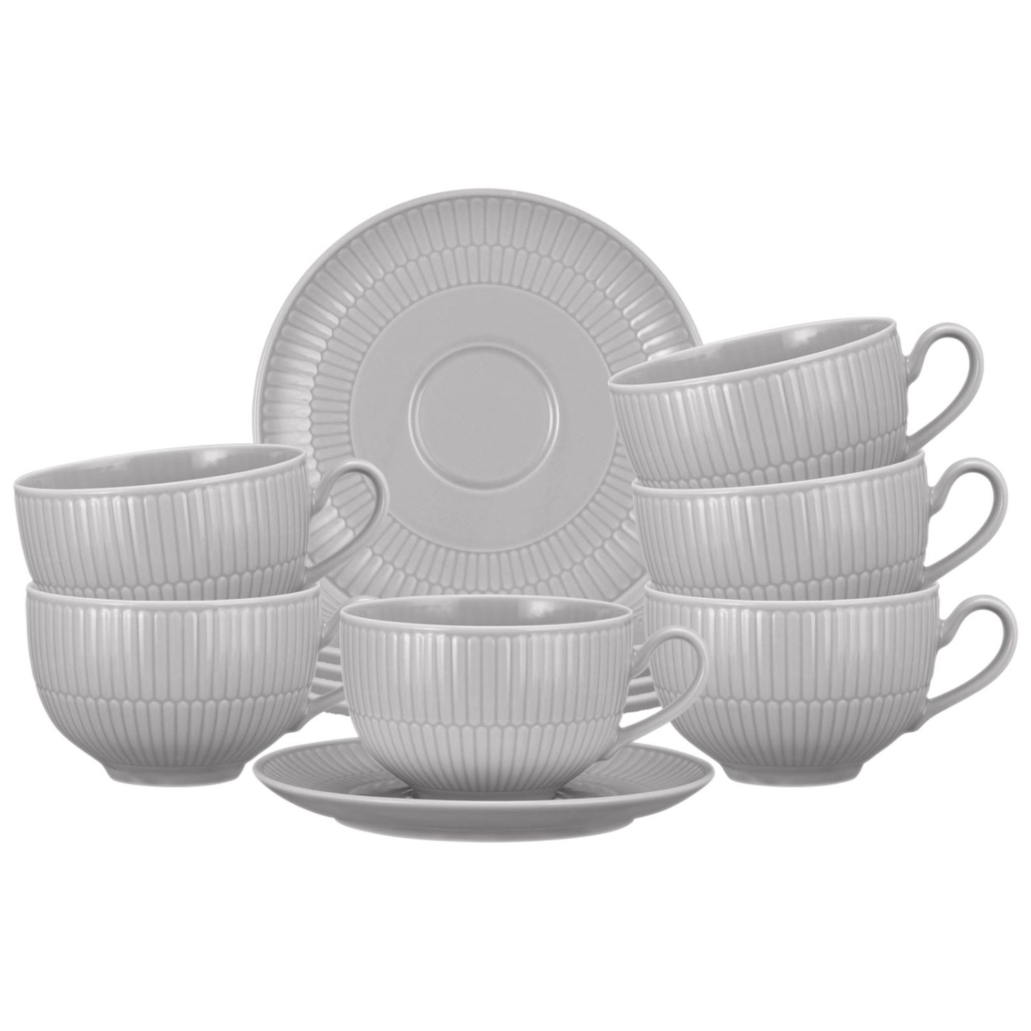 Seltmann Weiden Amina Milchkaffeetasse mit Untertasse 350 ml 6er Set Silber günstig online kaufen