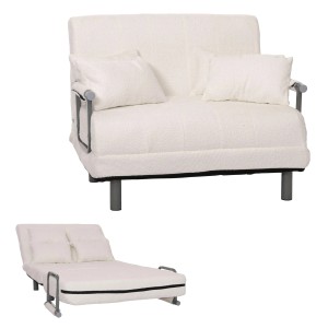 MCW Schlafsessel K29 in Creme mit Boucle-Stoff, als Sessel und Liege dargestellt.