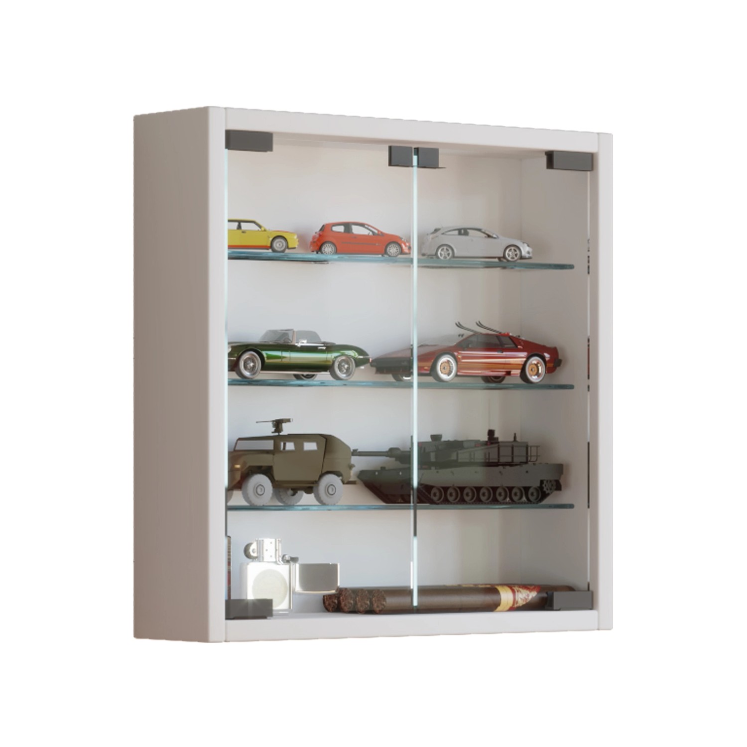 ebuy24 Mandosa S Vitrinenschrank an der Wand Montierte 2 Glastüren Weiß günstig online kaufen