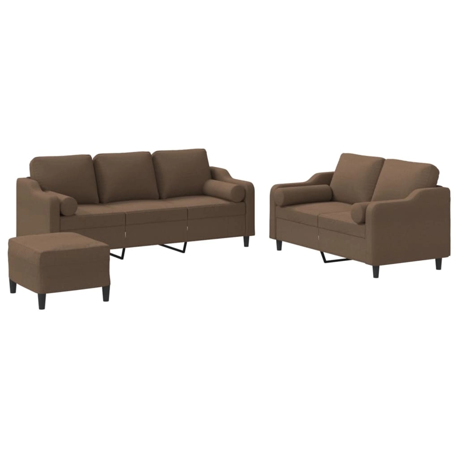 vidaXL 3-Tlg Sofagarnitur mit Kissen Braun Stoff 3201861 günstig online kaufen