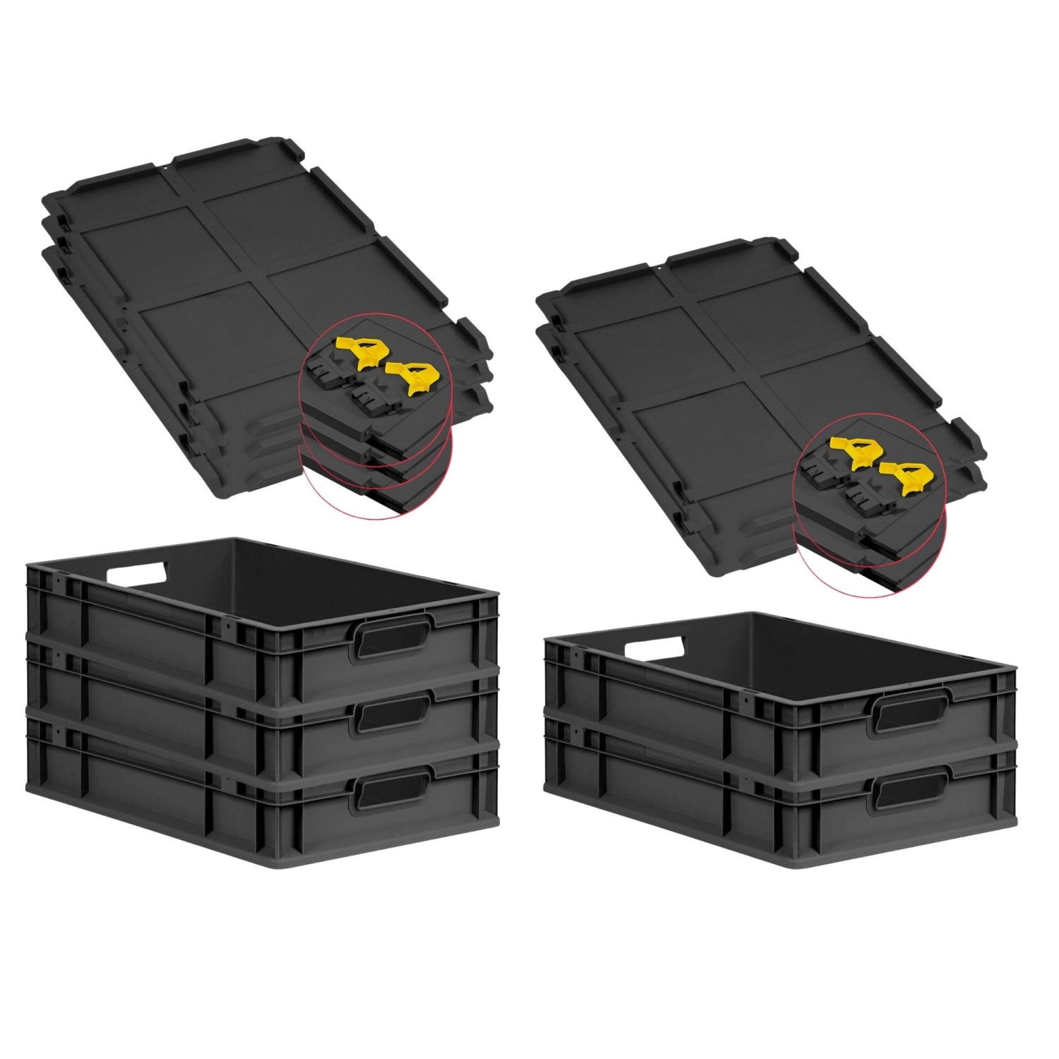 PROREGAL SuperSparSet 5x Eurobox Nextgen Grip Mit Scharnierdeckel Und Gelbe günstig online kaufen