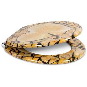 Sanfino WC-Sitz Wood Heart, Toilettendeckel aus Holz mit Absenkautomatik.