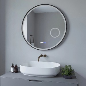 Aquabatos Rund Spiegel 80 cm LED Badspiegel mit 3-Fache Vergrößerung Badezimmerspiegel mit Beleuchtung Lichtspiegel Antibeschlag Aluminiumrahmen