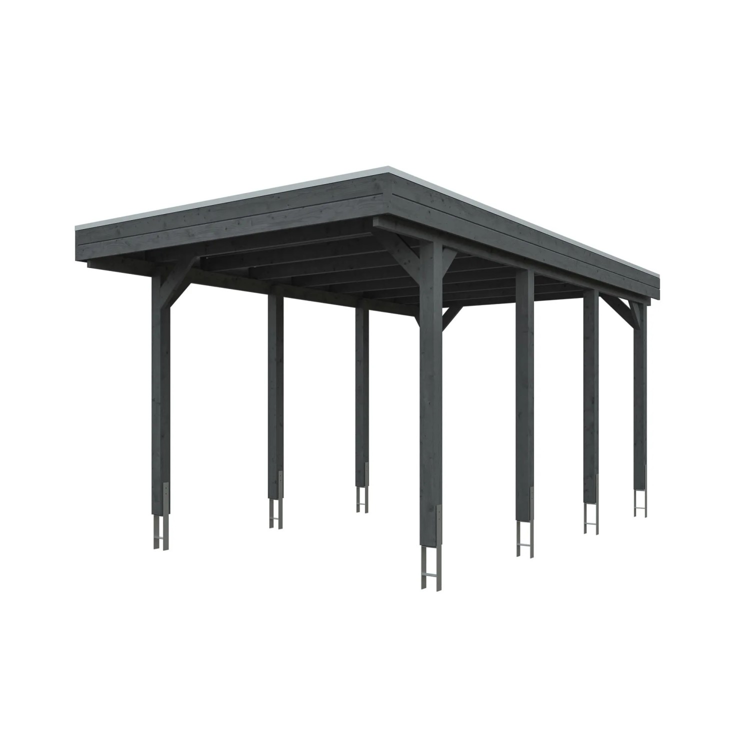Skan Holz Carport Friesland mit EPDM-Dach 320 cm x 555 cm Schiefergrau