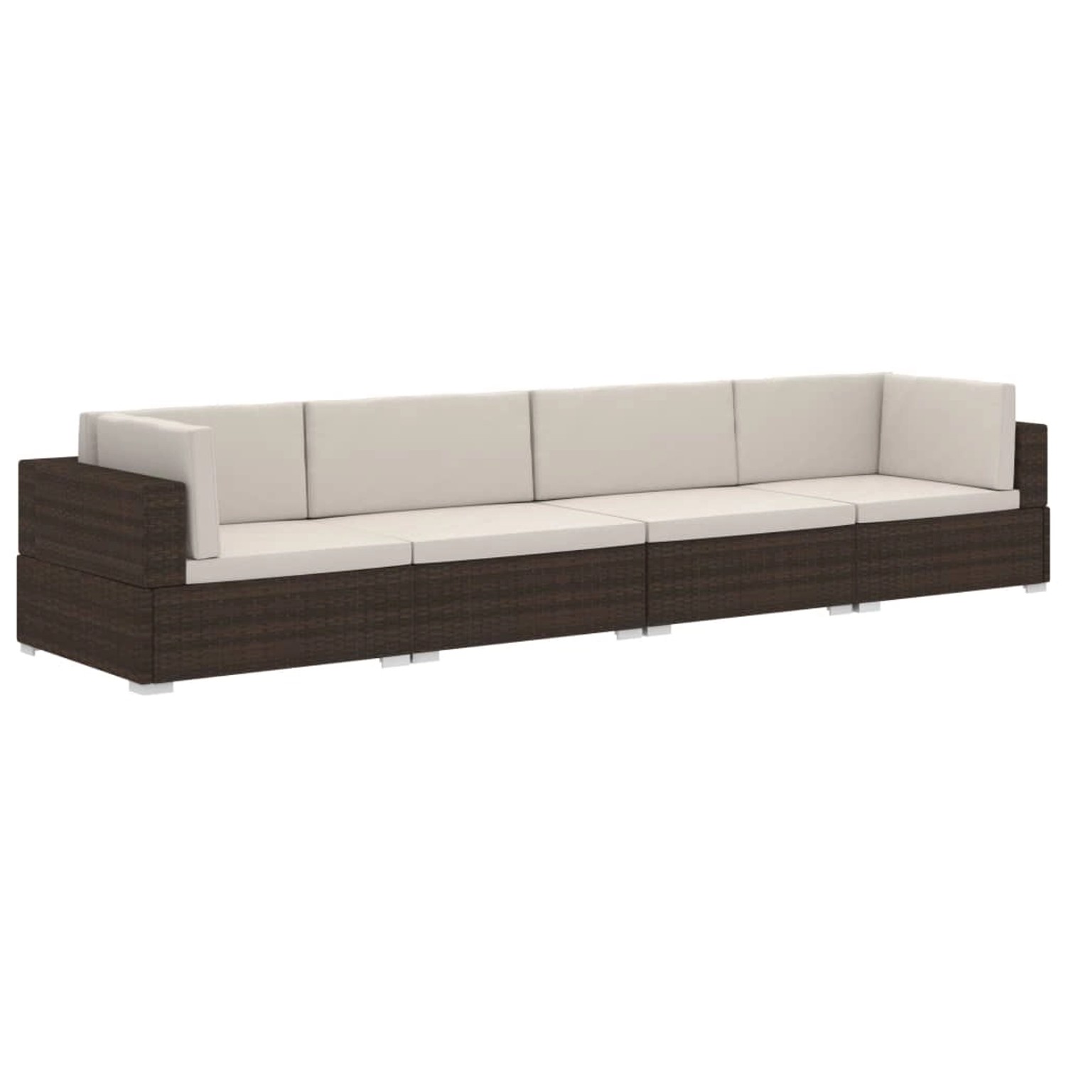 vidaXL 4-Tlg Gartensofa-Set mit Kissen Poly Rattan Braun 313743