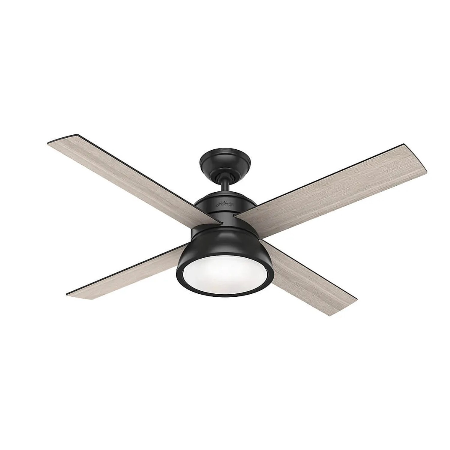 Schwarzer Hunter Fans Deckenventilator Loki 132 cm mit Beleuchtung und Fernbedienung.