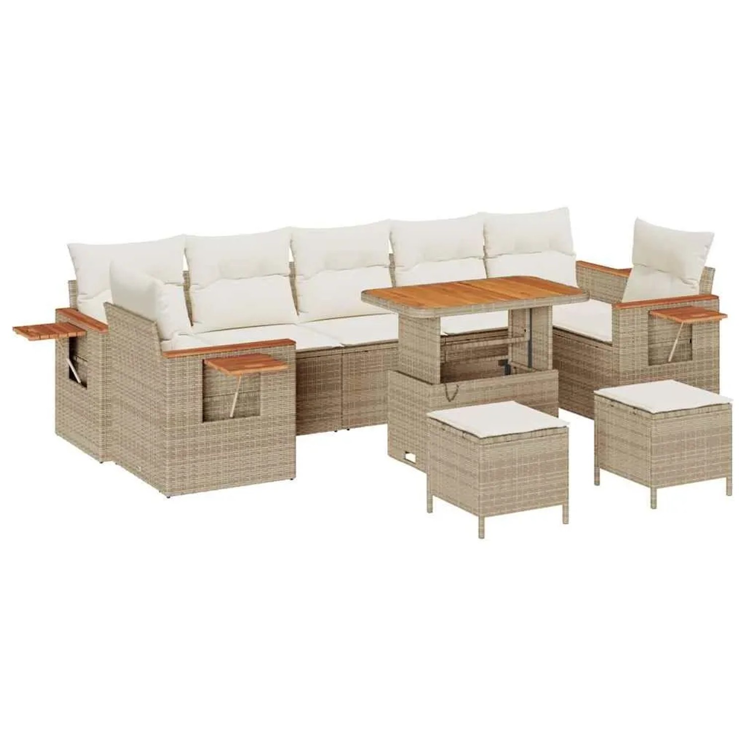 vidaXL Gartensofa-set mit Kissen 10-Tlg Beige und Creme 3363161