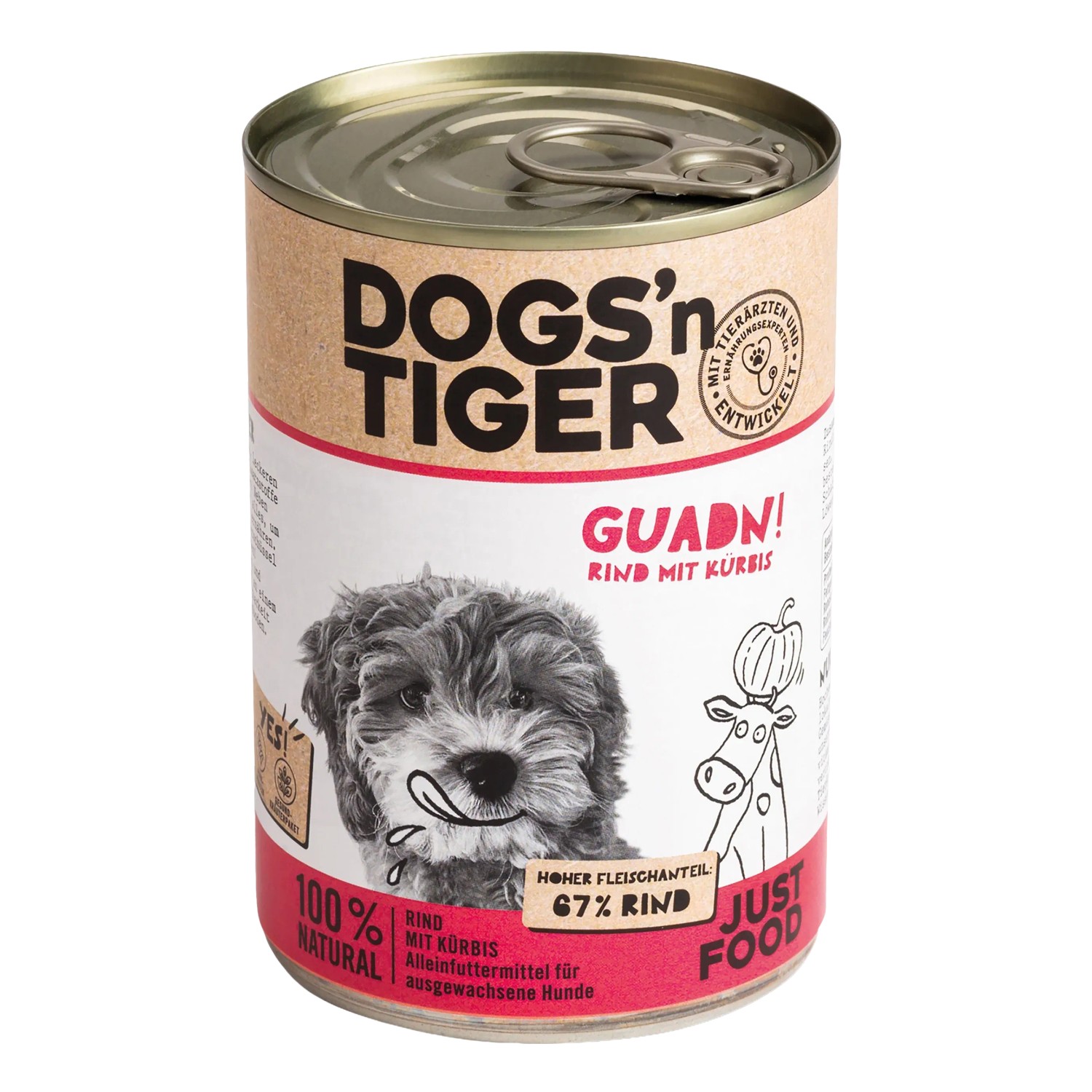 Dogs'n Tiger Hunde-Nassfutter Guadn Rind mit Kürbis 400 g