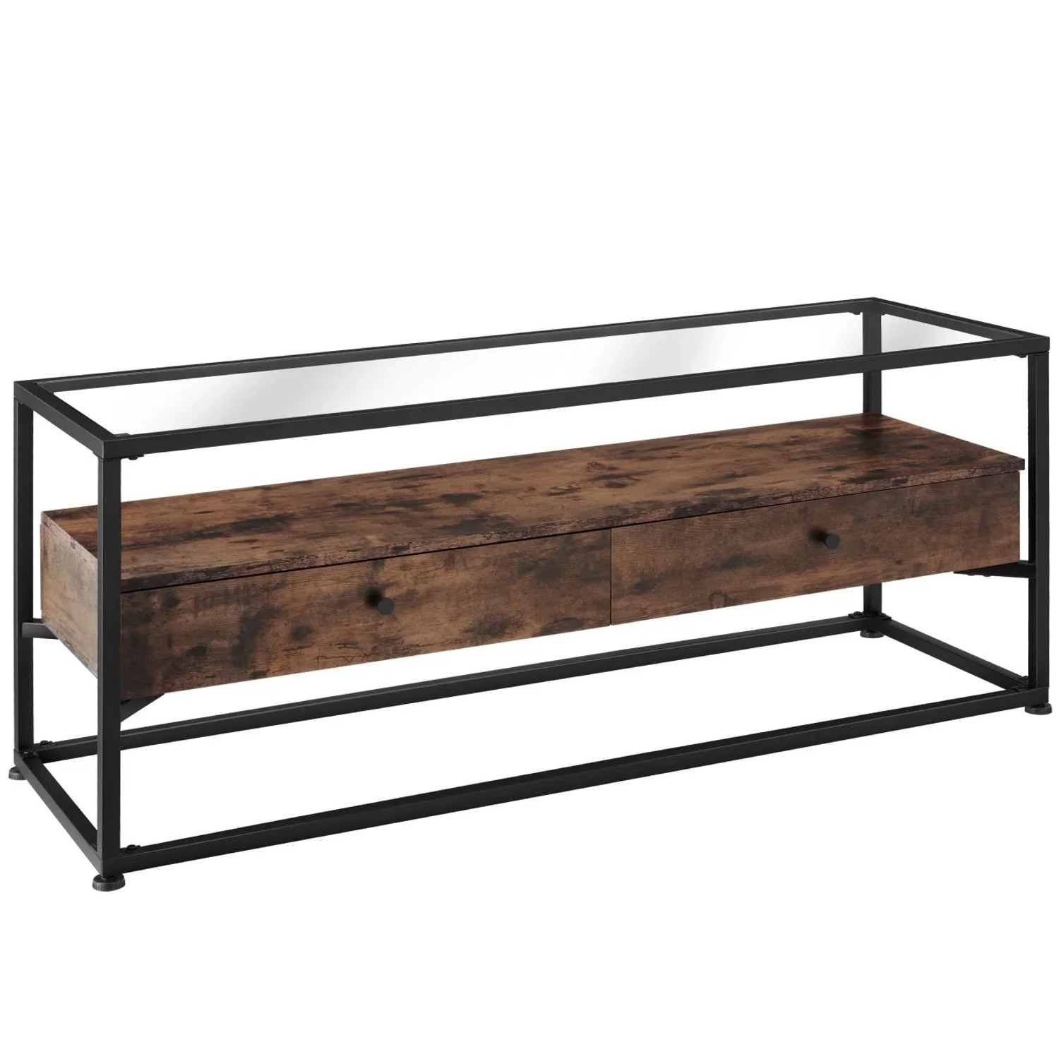 Tectake Sideboard Maidenhead Industrial Style Holz und Stahl  121 50 x 41 50 x 50 50 cm Industrial Holz Dunkel  Rustikal