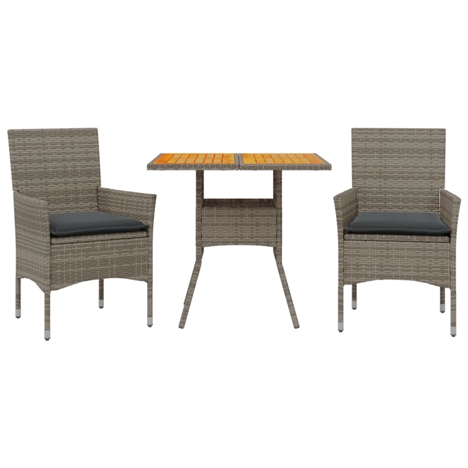 vidaXL 3-Tlg Garten-Essgruppe mit Kissen Grau Poly Rattan Akazie 3278713 günstig online kaufen