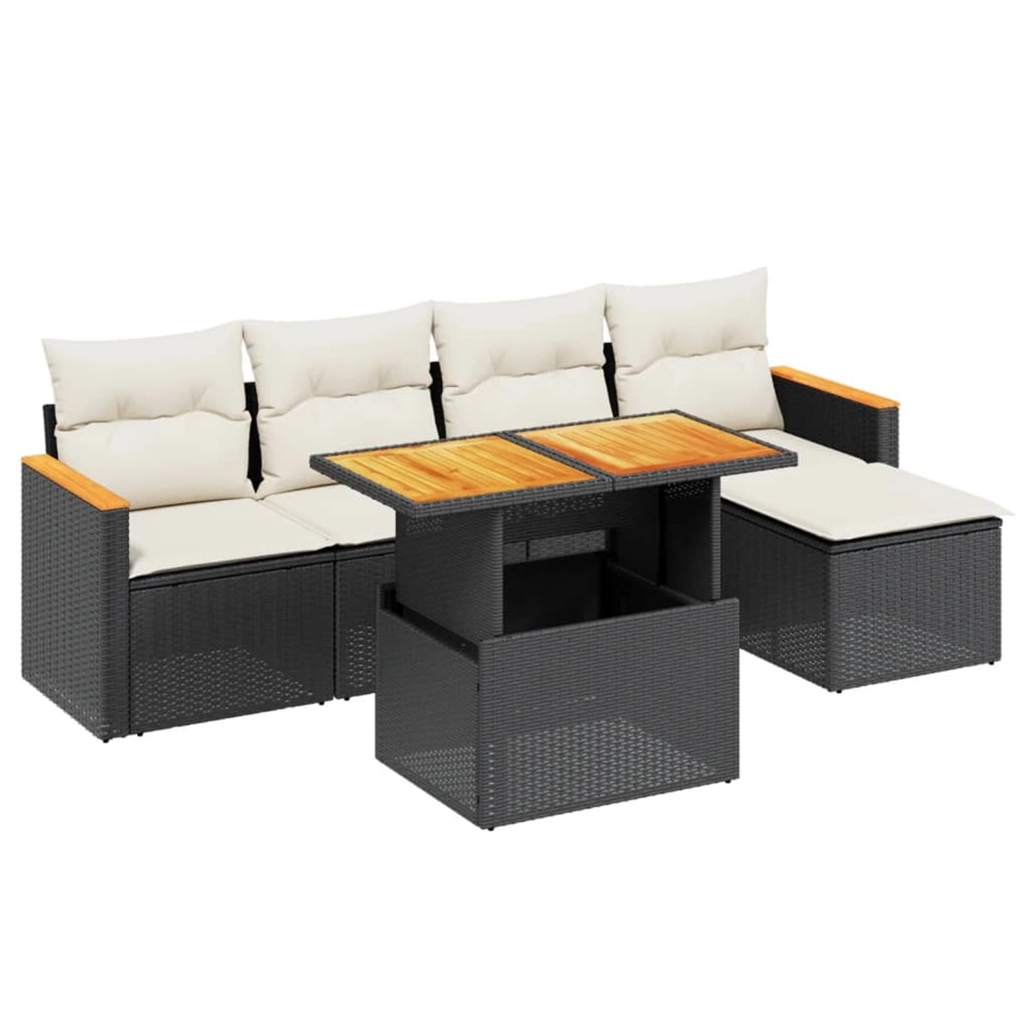 vidaXL 6-Tlg Garten-Sofagarnitur mit Kissen Schwarz Poly Rattan 3273051 günstig online kaufen
