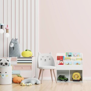 Relaxdays Kinderbücherregal Faserplatte Weiß Mit Wandbefestigung 78,5 cm x 72 cm x 33,5 cm 16,1 kg