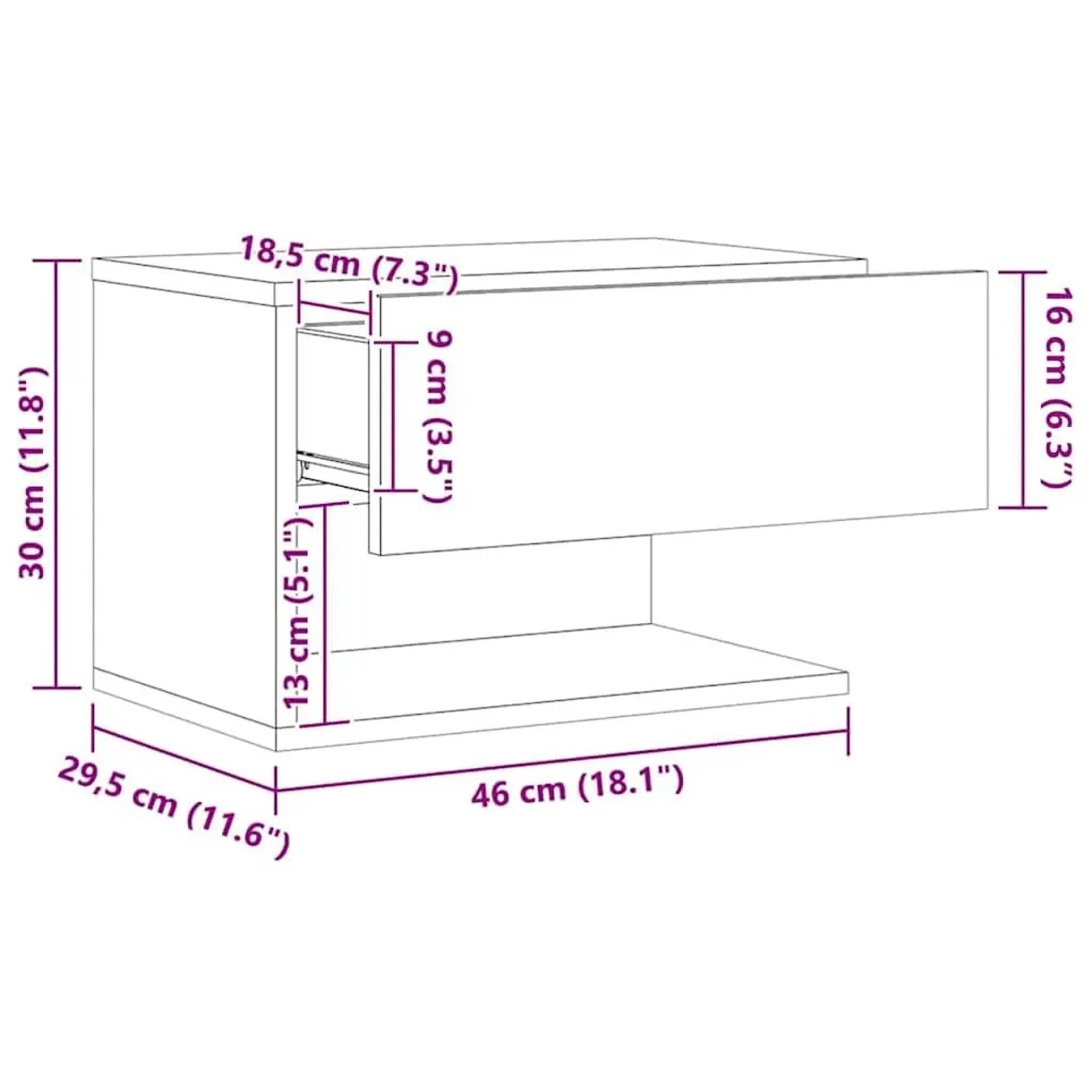 vidaXL Wand-Nachttische 2 Stk Artisan-Eiche 856823_12