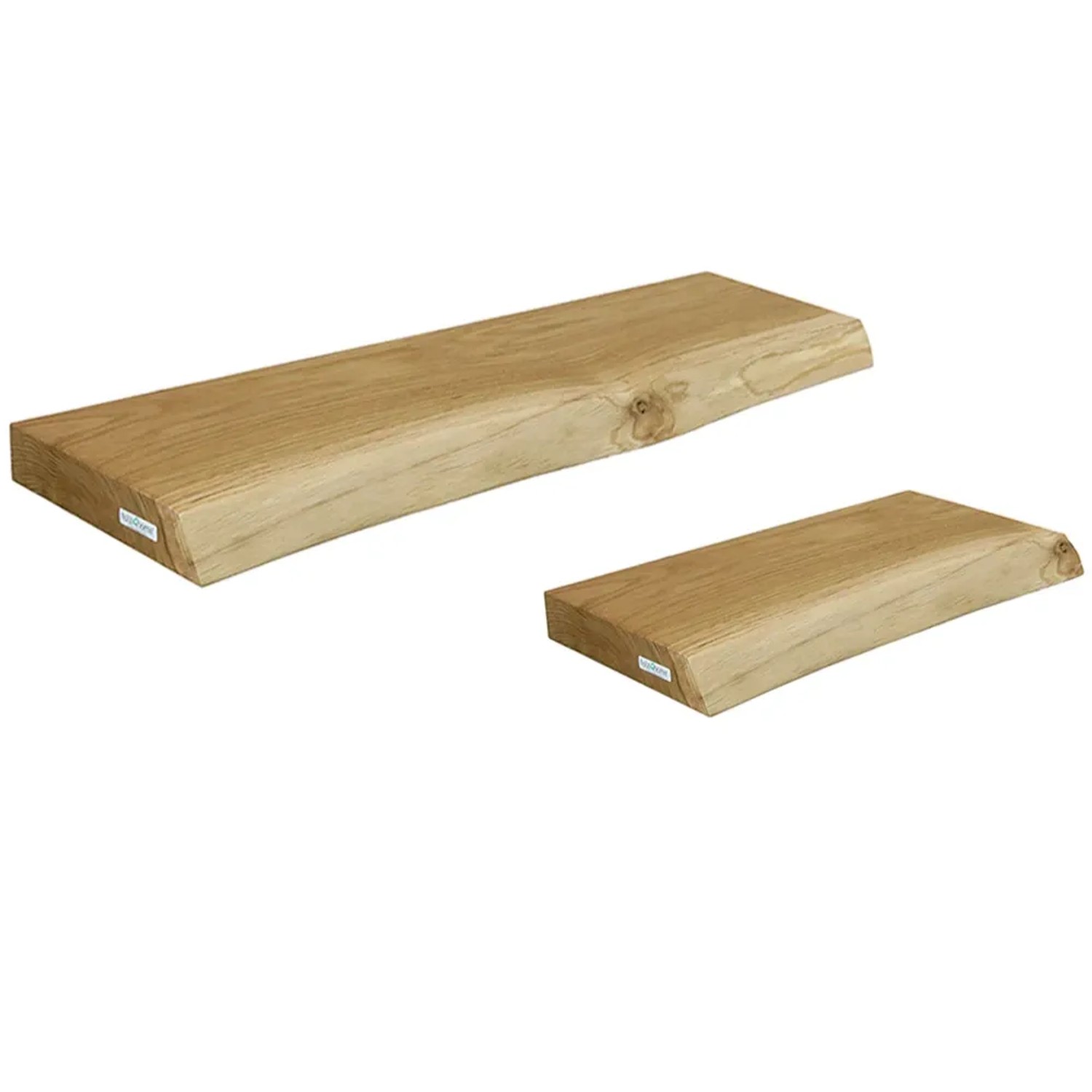 DELUKE 2er Set Wandregal Holz HYDI Eichenholz Massiv Bücherregal Schwebendes Regal Hängeregal Mit Baumkante