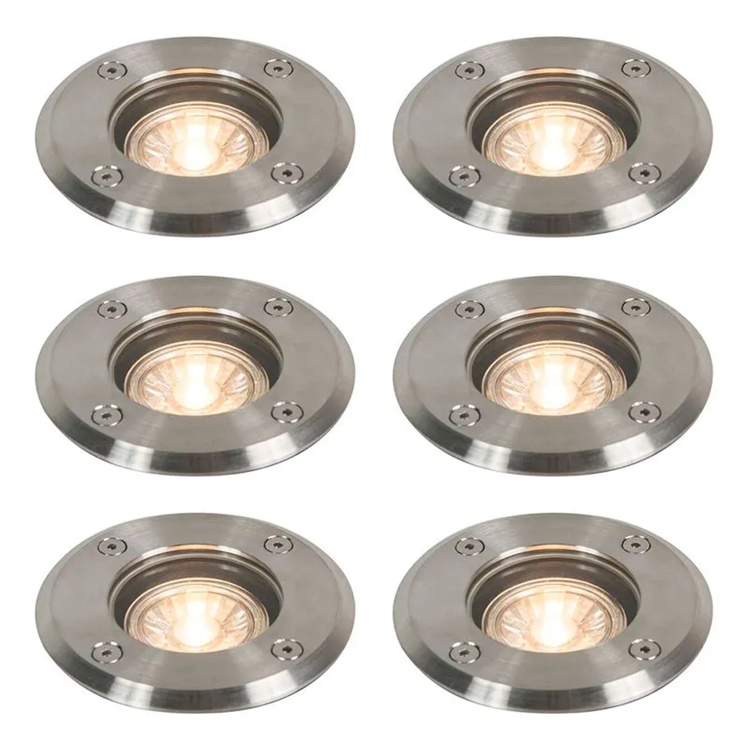 QAZQA Set mit 6 Außen Bodeneinbaustrahlern Stahl 11cm IP67 Basic Round