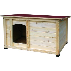 Dobar Hundehütte Lord: Große, wetterfeste Hundehütte aus Holz mit rotem Dach.