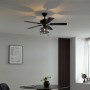 Schwarzer QAZQA Deckenventilator Mistral Busa 107,5 cm mit Zugschalter im Wohnraum.