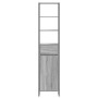 VidaXL Bad-Hochschrank, graues Sonoma Dekor, 40x30x180cm, mit Tür, Schublade und offenen Regalen.