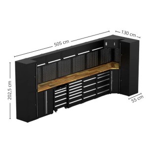 Galaflor Kombinierter Werkzeugschrank/Werkzeugwand mit Ecke 2025×5050×550 mm