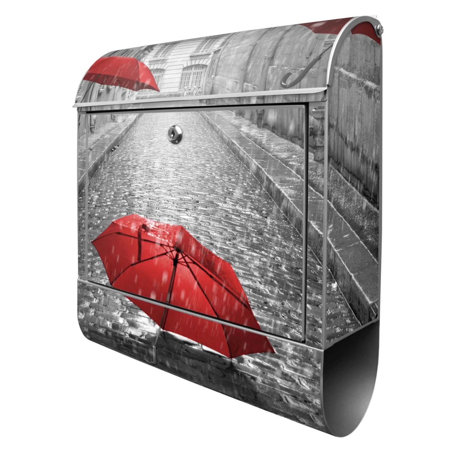 Banjado Design Briefkasten Silber Pulverbeschichtet 39x47x14cm 2 Schlüssel günstig online kaufen