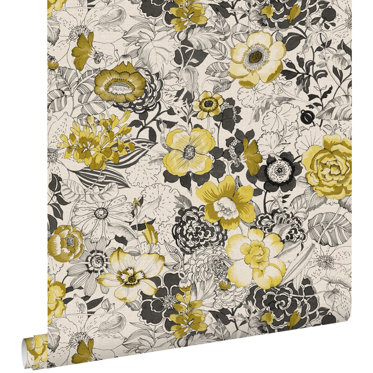 ESTAhome Tapete Blumen Ockergelb und Beige 53 cm x 10.05 m günstig online kaufen